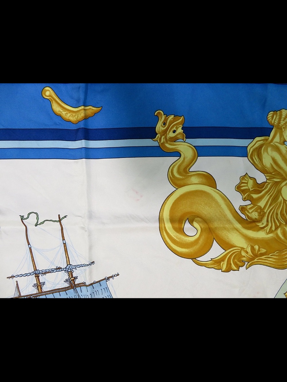 Hermes Blue White Gold Nautical Silk Scarf - Picture 8 of 12